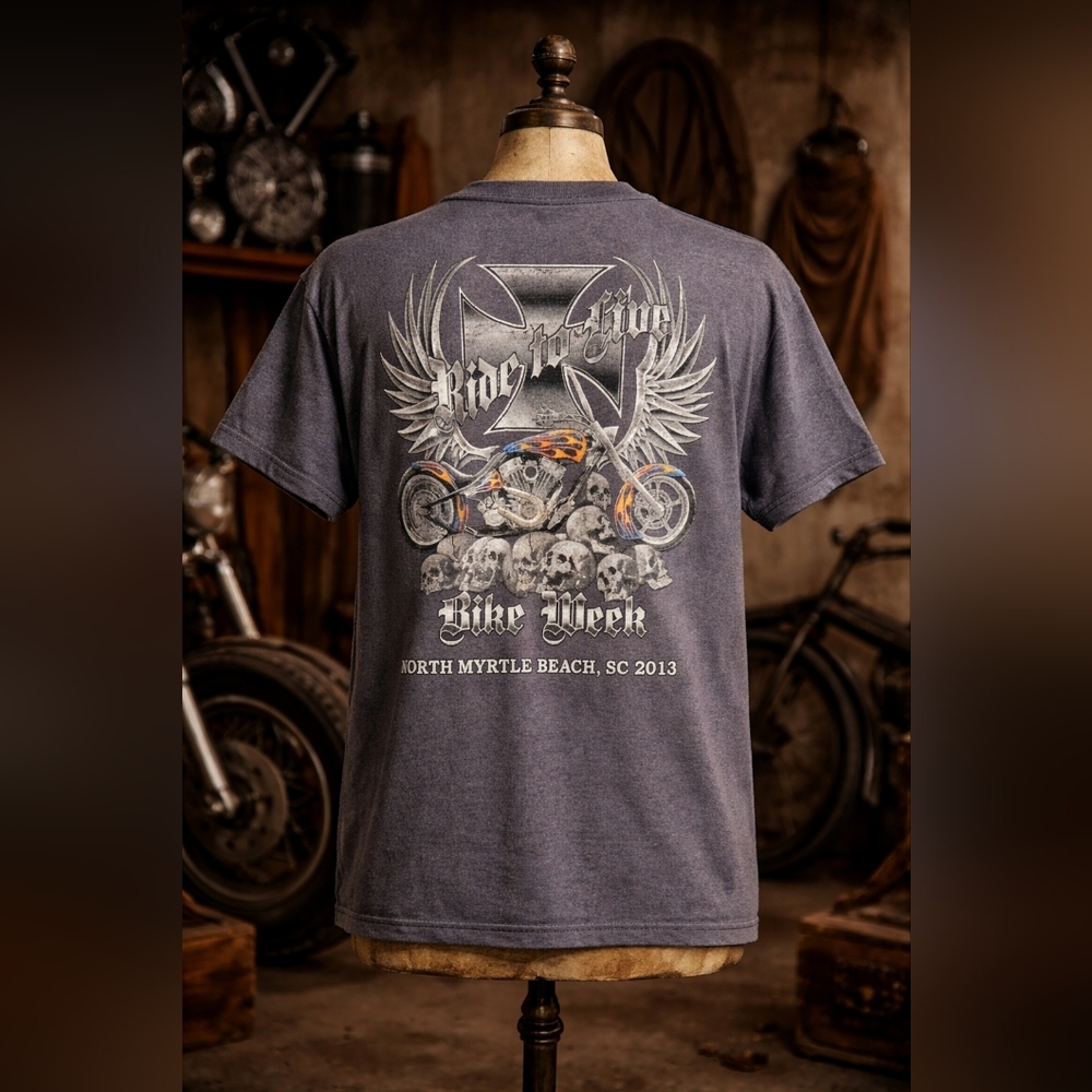Vintage 2013 Bike Week North Myrtle Beach Biker T-Shirt | Delta Pro Weight Tag